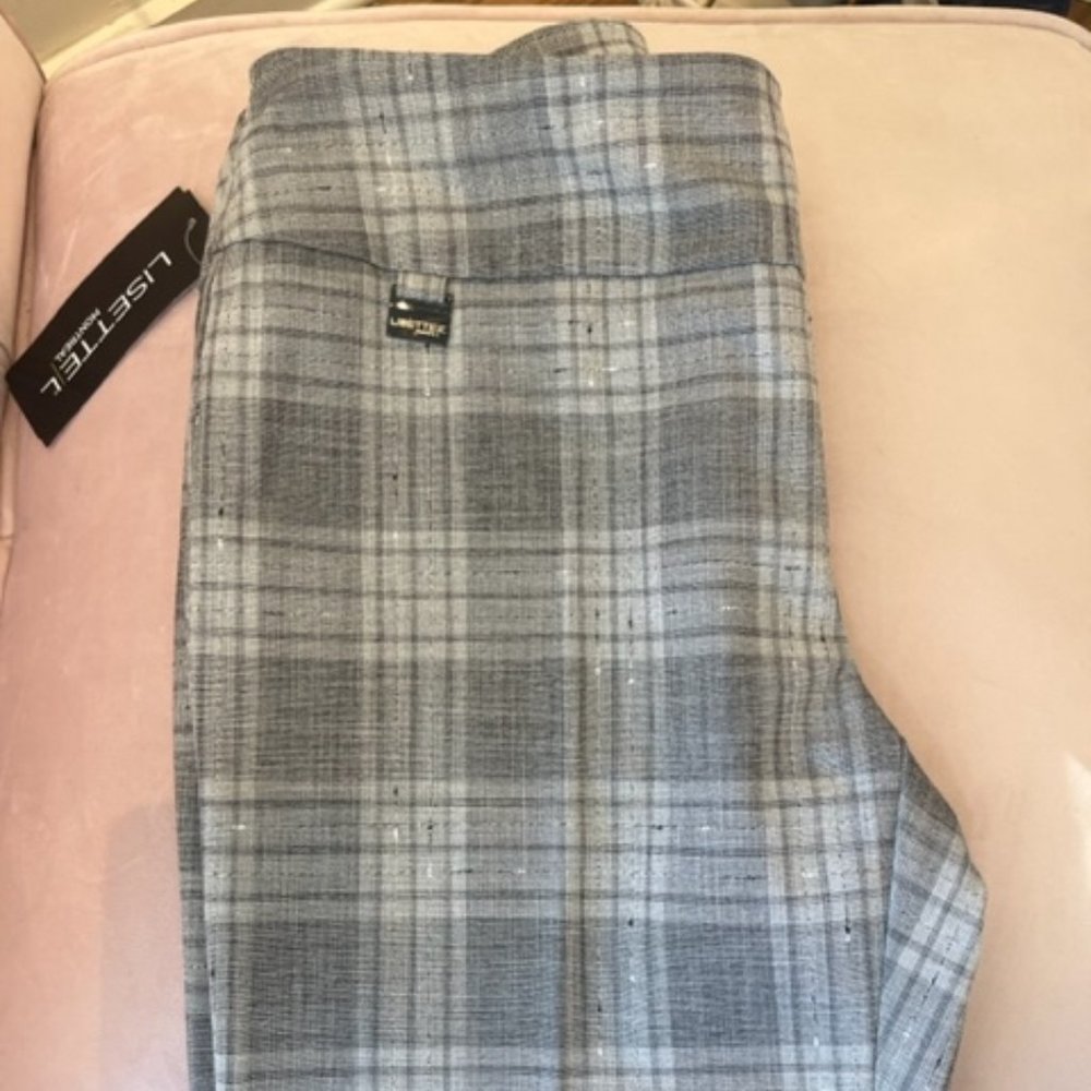 Lisette Ennis Plaid Cuffed Crop Gray